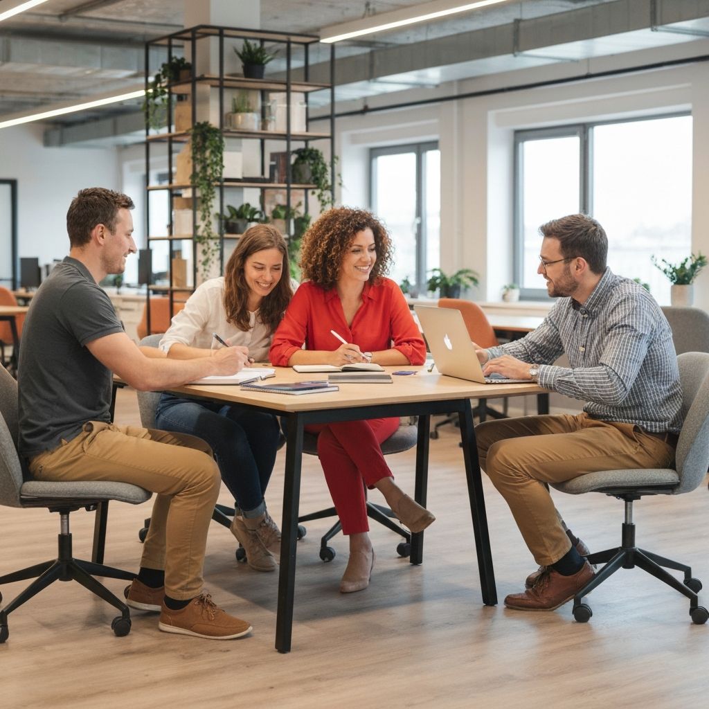 Teammeeting in modernem Coworking-Space Wien